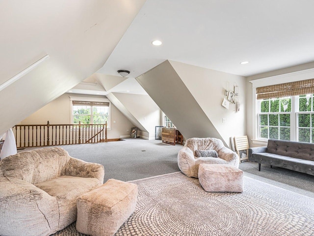 2207 N Elmkirk Pkwy N, Mchenry, IL 60051 - carpeted living area with recessed lighting and lofted ceiling