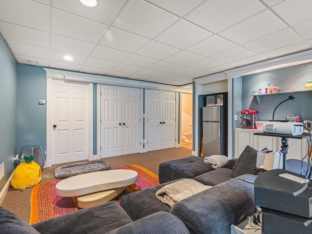2207 N Elmkirk Pkwy N, Mchenry, IL 60051 - living room featuring carpet floors, a paneled ceiling, and recessed lighting