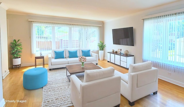 5448 N Washtenaw Ave, Chicago, IL 60625 - living area with ornamental molding and light wood-style floors