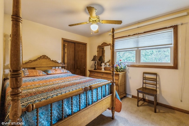 920 Barnside Rd, New Lenox, IL 60451 - bedroom featuring light carpet, a closet, and ceiling fan