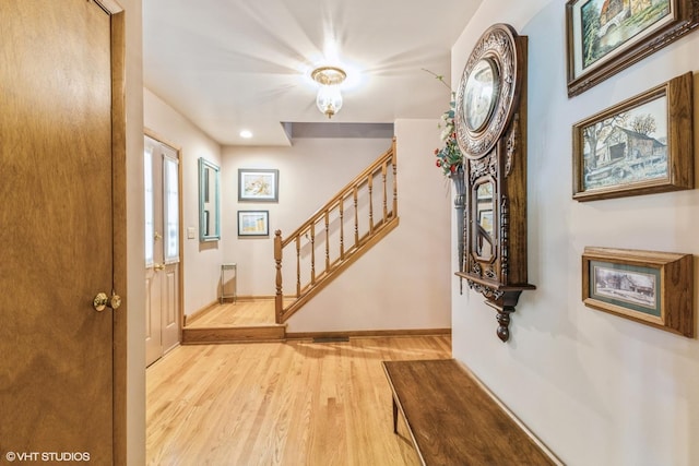 920 Barnside Rd, New Lenox, IL 60451 - foyer featuring light wood-type flooring, stairs, and recessed lighting