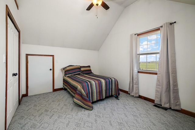 4751 N 5500w Rd, Kankakee, IL 60901 - carpeted bedroom with lofted ceiling and a ceiling fan