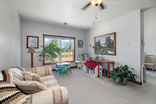 4751 N 5500w Rd, Kankakee, IL 60901 - living area featuring carpet floors and ceiling fan