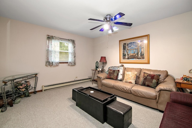 15630 Le Claire Ave, Oak Forest, IL 60452 - living area with a baseboard radiator, carpet floors, and a ceiling fan