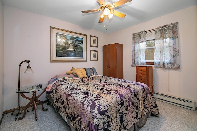 15630 Le Claire Ave, Oak Forest, IL 60452 - bedroom with a baseboard radiator, carpet flooring, and ceiling fan