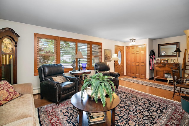 15630 Le Claire Ave, Oak Forest, IL 60452 - living room with a baseboard heating unit and wood finished floors