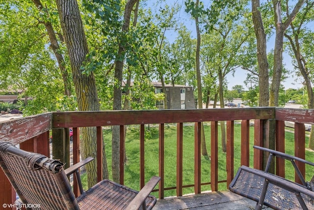 214 Madison St Unit 3A, Joliet, IL 60435 - wooden deck featuring a yard