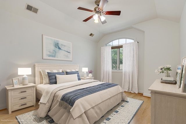 3129 N Oconto Ave, Chicago, IL 60707 - bedroom featuring vaulted ceiling, light wood-type flooring, and ceiling fan
