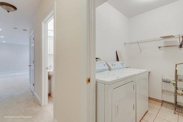 3129 N Oconto Ave, Chicago, IL 60707 - laundry room featuring washer and dryer, light carpet, and recessed lighting