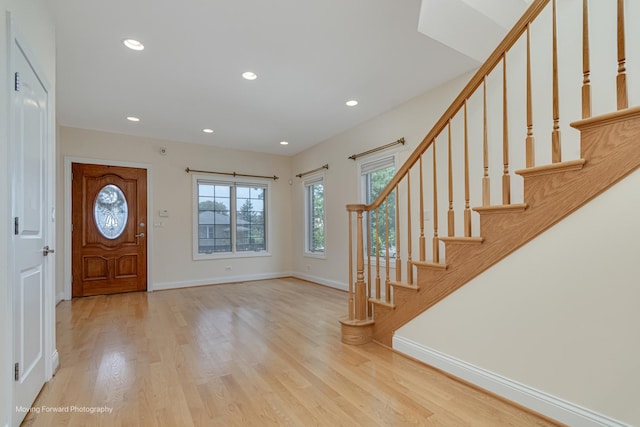 3129 N Oconto Ave, Chicago, IL 60707 - entrance foyer featuring wood finished floors, stairs, and recessed lighting