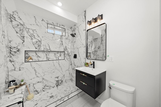 2101 S 48th Ct, Cicero, IL 60804 - bathroom with vanity, a marble finish shower, and marble finish floors