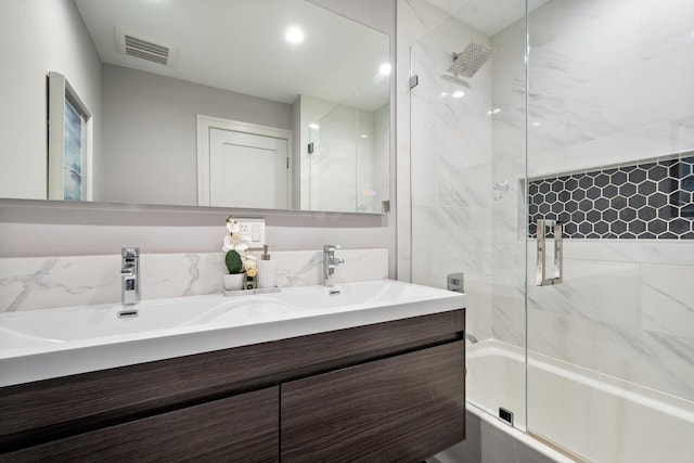 1017 Dell Rd, Northbrook, IL 60062 - full bath featuring double vanity and enclosed tub / shower combo