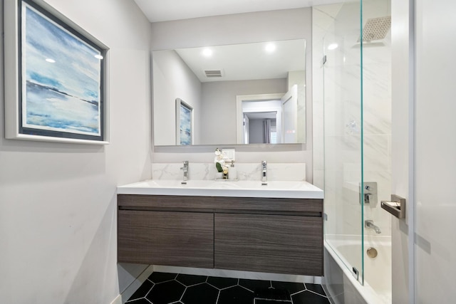 1017 Dell Rd, Northbrook, IL 60062 - full bath with tile patterned flooring, double vanity, and shower / bath combination with glass door