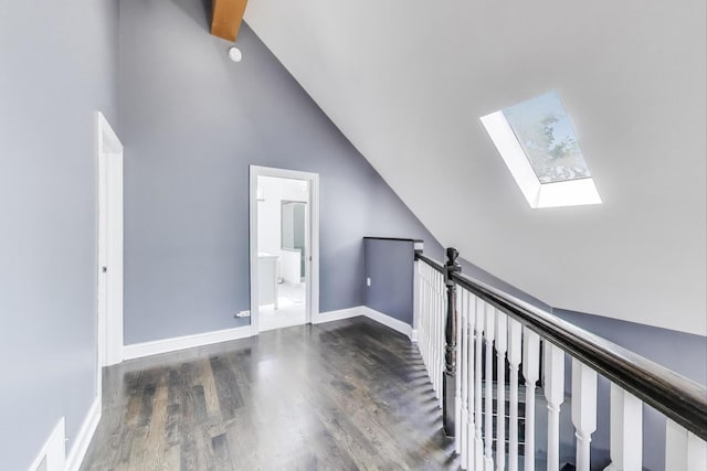 5921 N Navarre Ave, Chicago, IL 60631 - corridor featuring lofted ceiling, wood finished floors, and a skylight