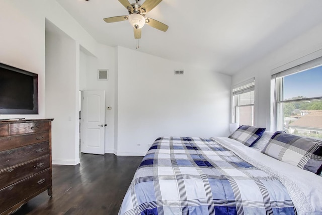 5921 N Navarre Ave, Chicago, IL 60631 - bedroom with wood finished floors, a ceiling fan, and high vaulted ceiling