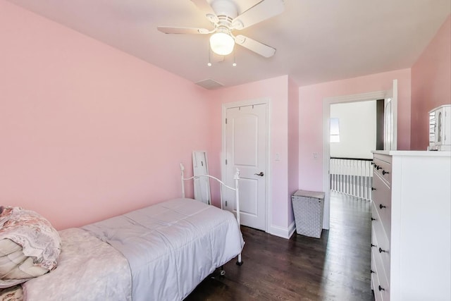 5921 N Navarre Ave, Chicago, IL 60631 - bedroom with dark wood-style flooring and a ceiling fan