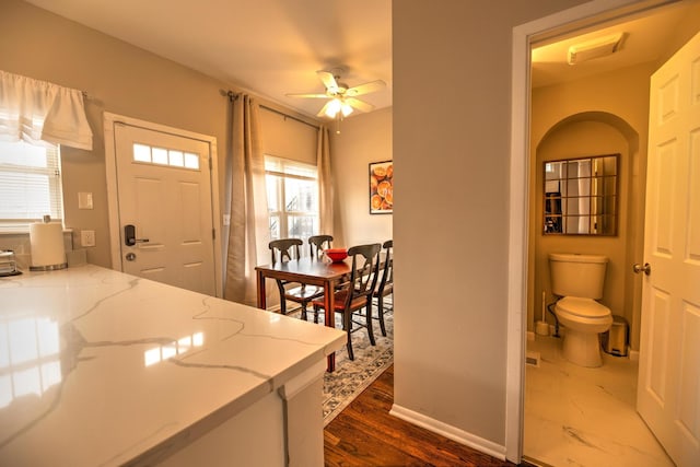 2718 W Washington Blvd, Chicago, IL 60612 - entryway with a ceiling fan, dark wood finished floors, and arched walkways