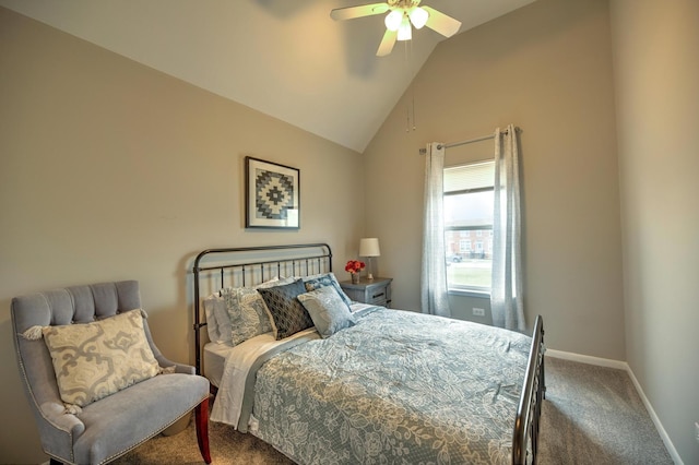 2718 W Washington Blvd, Chicago, IL 60612 - carpeted bedroom featuring ceiling fan and high vaulted ceiling