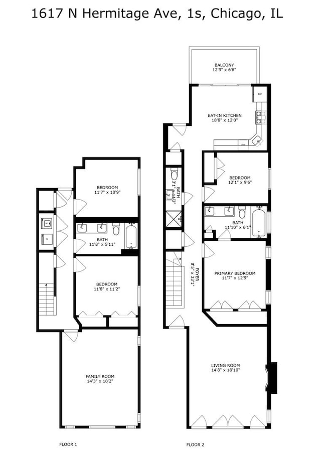 1617 N Hermitage Ave Unit 1S, Chicago, IL 60622 - view of floor plan / room layout