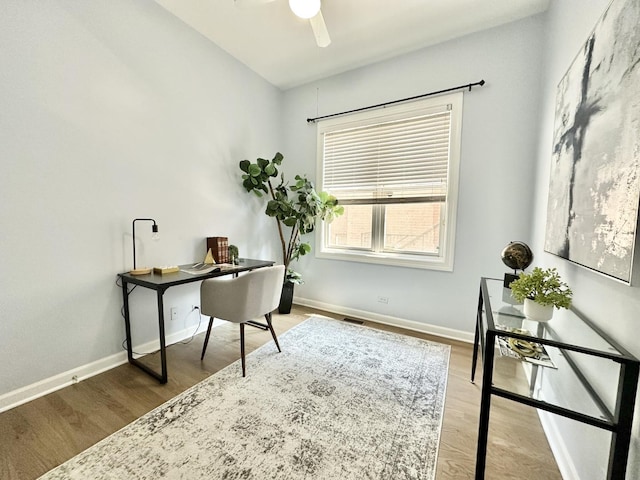 1617 N Hermitage Ave Unit 1S, Chicago, IL 60622 - office area with a ceiling fan and wood finished floors