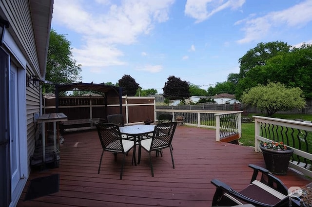 2304 Jay Ln, Rolling Meadows, IL 60008 - wooden terrace featuring a fenced backyard and outdoor dining space