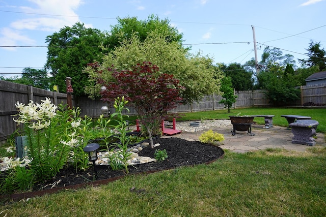 2304 Jay Ln, Rolling Meadows, IL 60008 - fenced backyard with an outdoor fire pit and a patio area