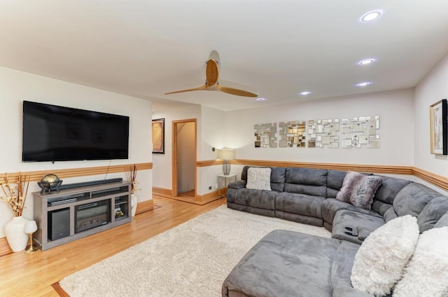 807 Harris Ln Unit 807, Romeoville, IL 60446 - living room with wood finished floors, recessed lighting, and a ceiling fan