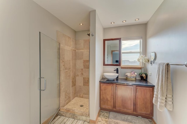 807 Harris Ln Unit 807, Romeoville, IL 60446 - full bathroom with a shower stall, vanity, and recessed lighting
