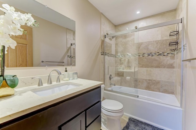 807 Harris Ln Unit 807, Romeoville, IL 60446 - bathroom featuring vanity, bath / shower combo with glass door, and recessed lighting