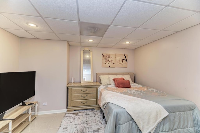 807 Harris Ln Unit 807, Romeoville, IL 60446 - bedroom featuring a drop ceiling, recessed lighting, and light tile patterned floors
