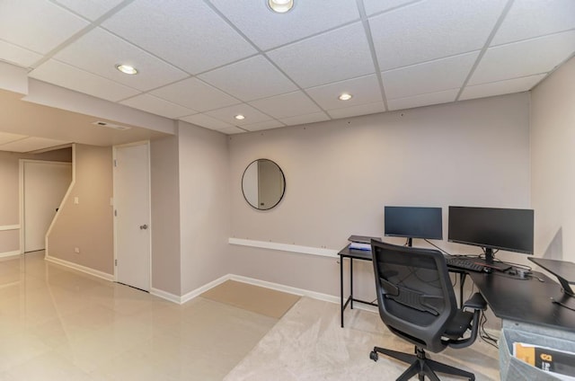 807 Harris Ln Unit 807, Romeoville, IL 60446 - office area featuring recessed lighting and a drop ceiling