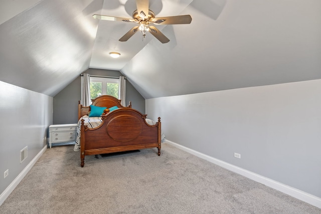 12351 W Warren Dr, Mokena, IL 60448 - bedroom with lofted ceiling, ceiling fan, and carpet floors