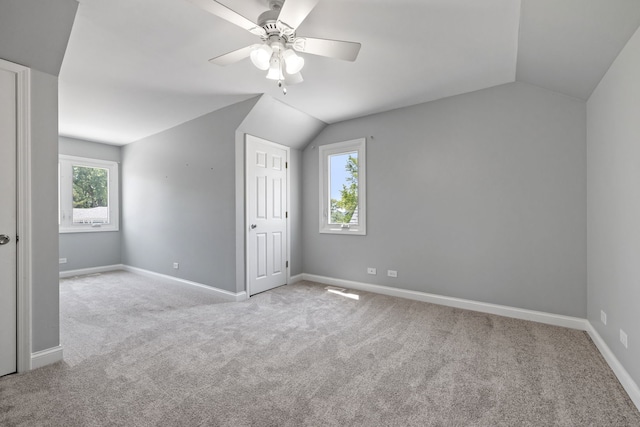 12351 W Warren Dr, Mokena, IL 60448 - additional living space with lofted ceiling, carpet floors, and ceiling fan