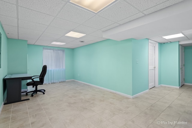534 Ivory Ln, Bartlett, IL 60103 - unfurnished office with a paneled ceiling and baseboards