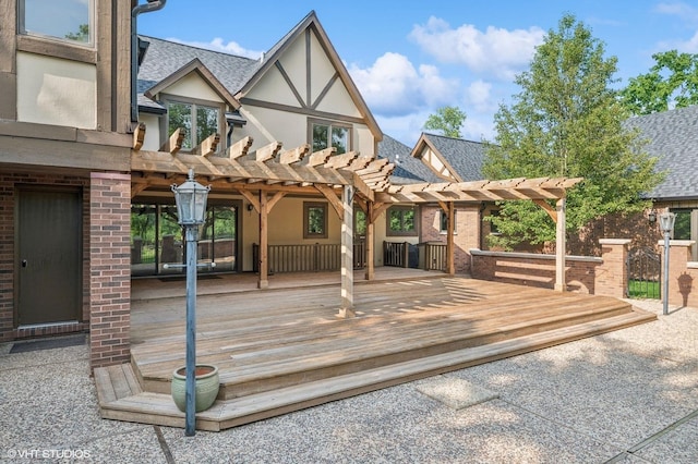 1899 Hilltop Ln, Bannockburn, IL 60015 - back of property featuring a pergola, a deck, brick siding, and a shingled roof