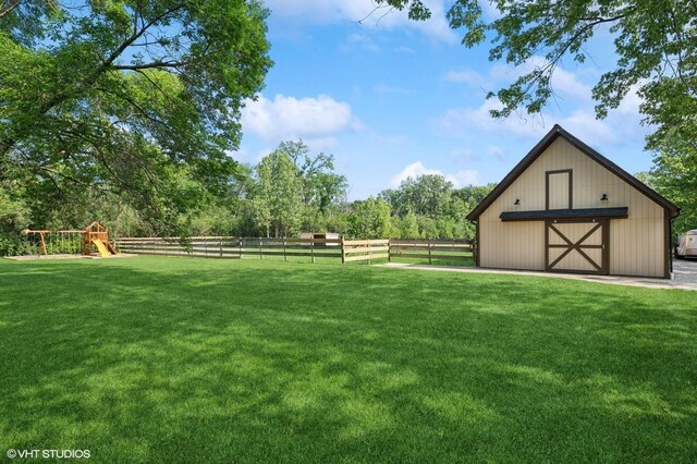 1899 Hilltop Ln, Bannockburn, IL 60015 - view of yard featuring a barn, an outdoor structure, and a playground