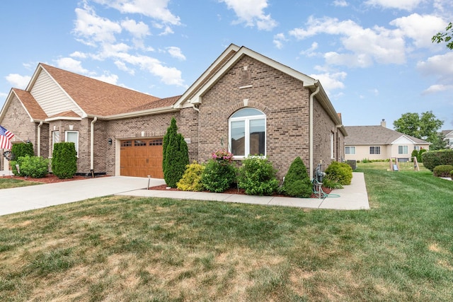 15710 S Cove Cir, Plainfield, IL 60544 - view of front of house featuring brick siding, concrete driveway, an attached garage, and a front yard