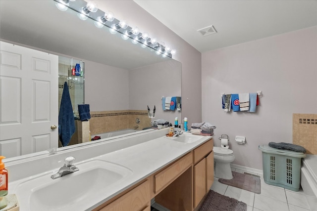 11257 Melrose Ct, Orland Park, IL 60467 - bathroom with a garden tub, tile patterned flooring, double vanity, and a shower