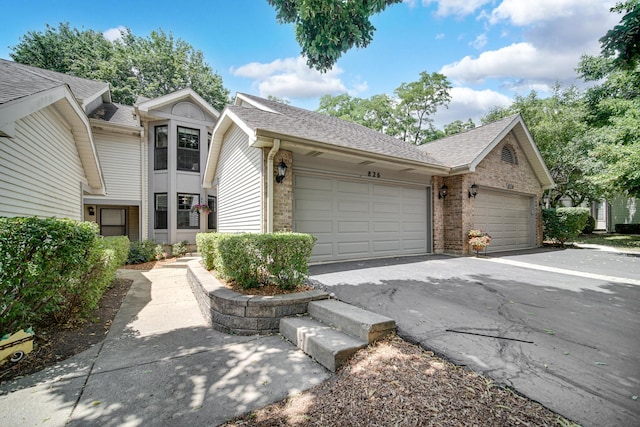 826 N Auburn Woods Dr, Palatine, IL 60067 - multi unit property featuring a garage, asphalt driveway, brick siding, and a shingled roof