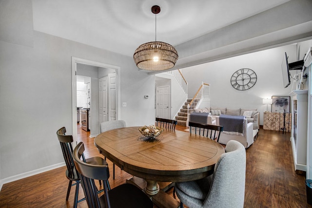 826 N Auburn Woods Dr, Palatine, IL 60067 - dining area with stairs and dark wood-style floors