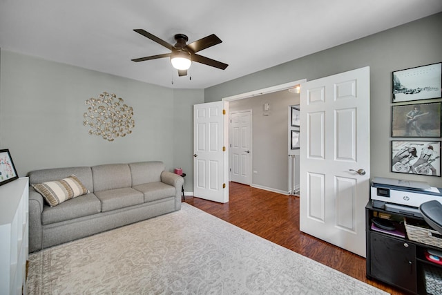 826 N Auburn Woods Dr, Palatine, IL 60067 - living area with dark wood-style floors and ceiling fan
