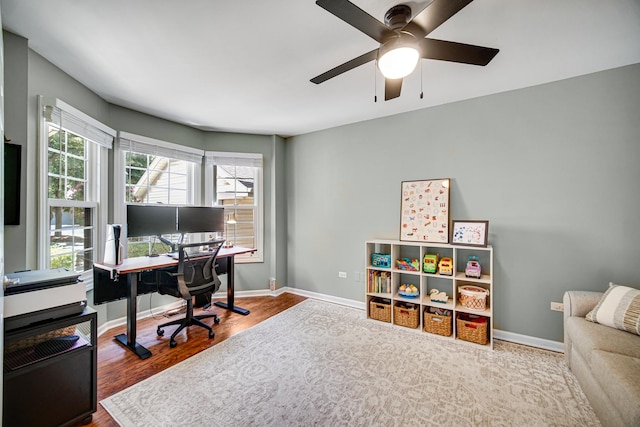 826 N Auburn Woods Dr, Palatine, IL 60067 - office area with a ceiling fan and wood finished floors