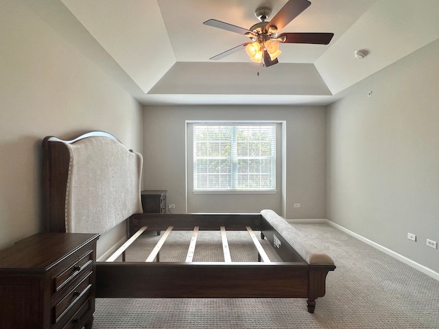4182 Royal Mews Cir, Naperville, IL 60564 - bedroom with a tray ceiling, carpet floors, and ceiling fan