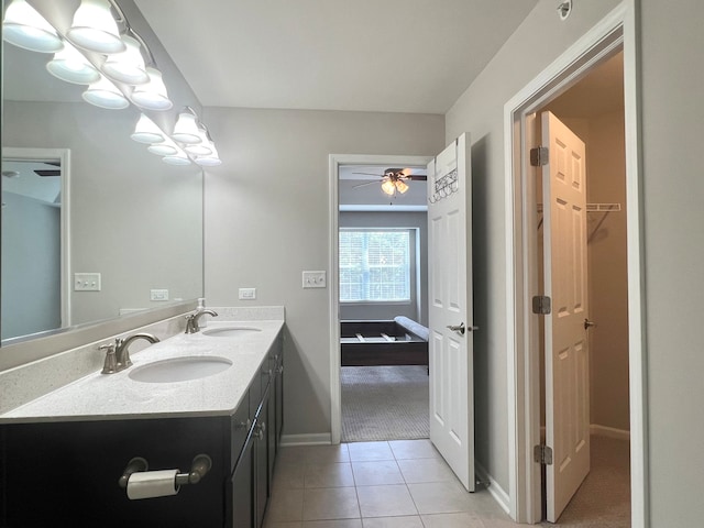 4182 Royal Mews Cir, Naperville, IL 60564 - full bathroom featuring double vanity, a ceiling fan, and tile patterned floors