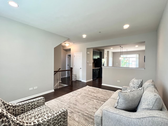 4182 Royal Mews Cir, Naperville, IL 60564 - living room featuring recessed lighting and dark wood-style flooring