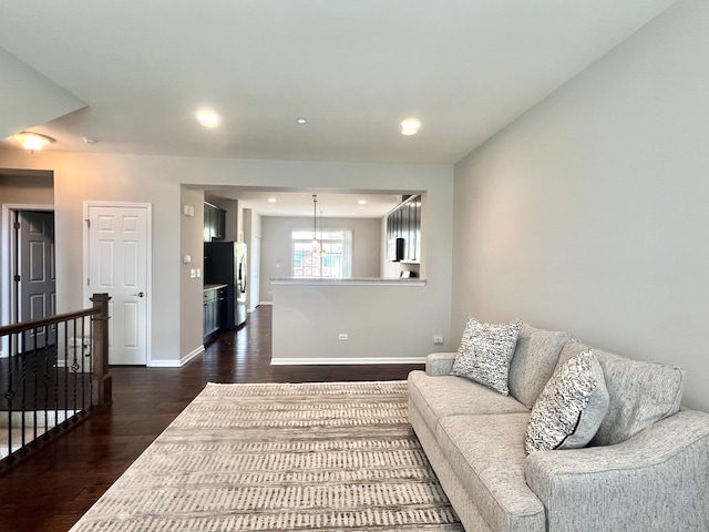 4182 Royal Mews Cir, Naperville, IL 60564 - living area with dark wood-type flooring, a chandelier, and recessed lighting