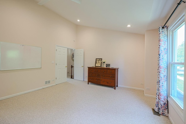 711 W Nichols Rd, Arlington Heights, IL 60004 - carpeted bedroom featuring multiple windows, recessed lighting, and high vaulted ceiling