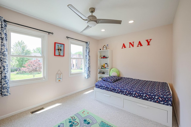 711 W Nichols Rd, Arlington Heights, IL 60004 - bedroom with carpet flooring, recessed lighting, and ceiling fan