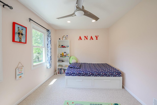711 W Nichols Rd, Arlington Heights, IL 60004 - bedroom with carpet, recessed lighting, and a ceiling fan