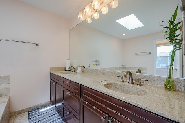 711 W Nichols Rd, Arlington Heights, IL 60004 - full bath with a skylight, double vanity, and a tub to relax in